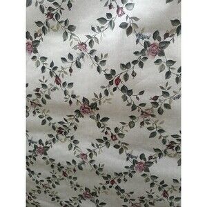 Vintage 1940-60s Metallic Floral Wallpaper Remnant Roll Pink Green Rose Flowers